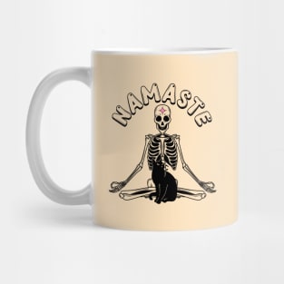 Yoga Namaste Black Cat in beige Mug